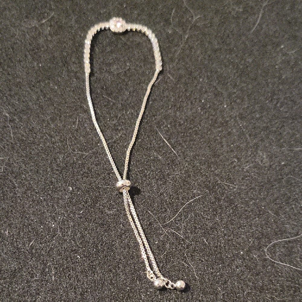 Silver Slider Bracelet with Sparkling Accent